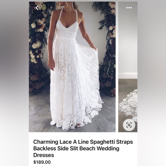 BRAND NEW Lace A Line Backless Beach Wedding Dress Size 10 - Picture 2 of 8